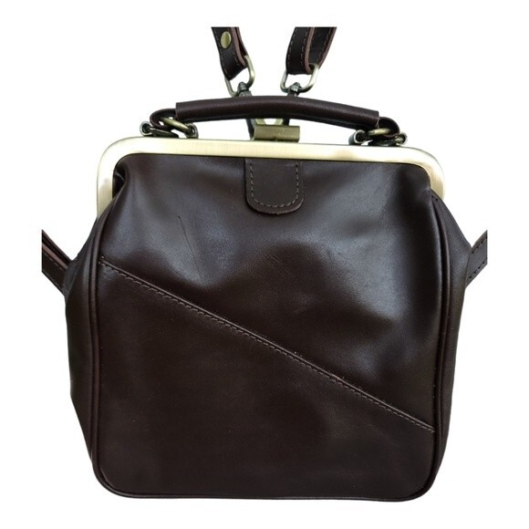 Faux Leather Womens Backpack Clutch Hand Bag Travel Teens College School Brown